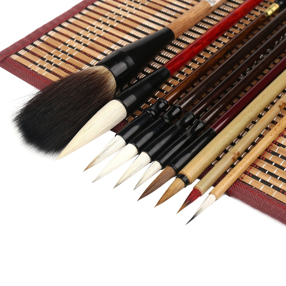 10pcs Chinese Calligraphy Brushes Set Painting Writing Brush Kanji Japanese Sumi