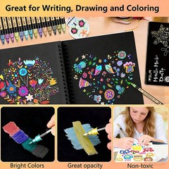 Metallic Marker Pen 30 Color Dual Tip Acrylic Paint Black Paper Craft Scrapbook