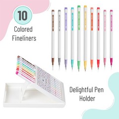 Colored Fineliner Pens with Stand, 10 Pack, Fine Point, Smooth Bible Journali…