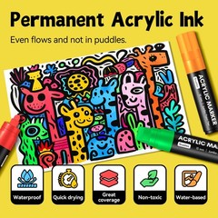 SRUOLOC 12 Colors Jumbo Markers, 15mm Jumbo Felt Tip, Acrylic Paint Markers f…
