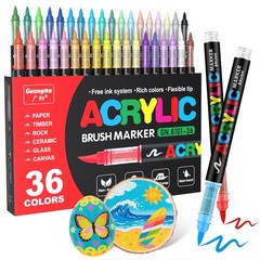 Guangna Acrylic Paint Markers Brush Tip, 36 1 Count (Pack of 36), Multicolor