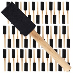 Pro Grade – Foam Brushes – 1 Inch 48 Piece Brush Set Black