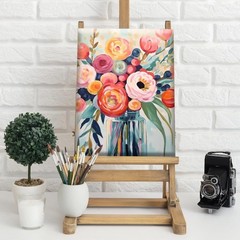 Framed Paint by Numbers for Adults Beginner, Colorful Flowers Acrylic Easy Paint