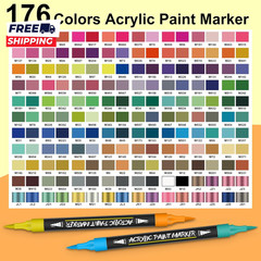176 Colors Acrylic Paint Markers Pens Set 88 Pack Brush Acrylic Paint Markers