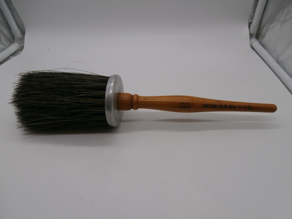 Antique “Hanlon and Goodman” paint brush Wood Handle, Horse Hair Round -12″-NEW
