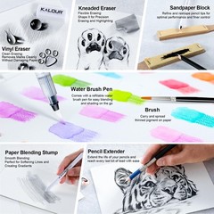 206 Drawing Set Sketching Kit,Art Supplies with 3-color Sketchbook & Coloring…