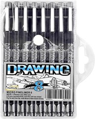 Micro Fineliner Drawing Pens 8 Black Waterproof Archival Art Sketch Manga Jou…