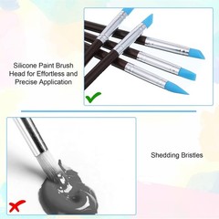 15 Pcs Silicone Paint Brush 5 Shapes Head Silicone Brushes for Crafts Rubber Pai