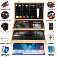 Art Supplies, iBayam 150-Pack Deluxe Wooden Art Set Crafts Drawing Painting Kit