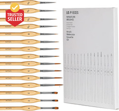 Miniature Paint Brushes, 15PCS Model Brushes Detail Paint Brush Set, Fine Detail