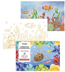 Grabie Watercolor Coloring Book, 15 Sheets A5 (8.3 x 5.8),Watercolor Book