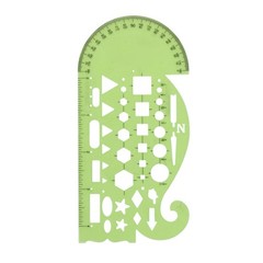 Designer Template Kit, French Curves, Standard Shapes, 4 Inch Ruler, Green
