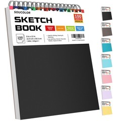 9″ X 12″ Sketch Book, 100 Sheets Top Spiral Bound Sketchbook with Acid-Free 68Lb