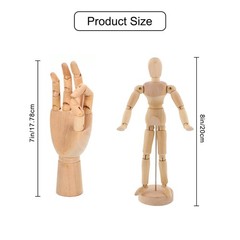 2 Pack 8″ Drawing Mannequin,7″ Little Hand Model,Artists Wooden Drawing Figure A