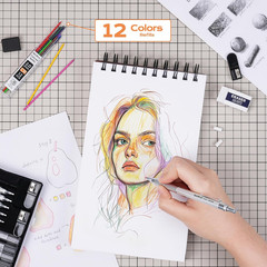 Metal Mechanical Pencil Set, 5 PCS Art Drafting Pencils 0.3, 0.5, 0.7, 0.9 Mm &