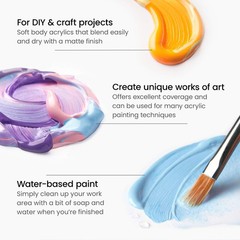 Craft Acrylic Paint, 2 ounce Bottles, Water-Based, Matte Finish Paints, Art S…