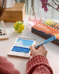 Acrylic Paint Markers Brush Tip 30 Colors, Water-Based No-Bleed Markers with Aut