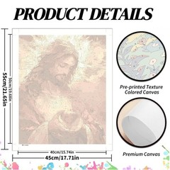 Jesus Paint by Numbers Kit for Adults, Jesus with Heart Theme, Acrylic Painti…
