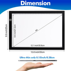 A4 Light Pad for Tracing & Weeding Vinyl, LED Copy Board Light Tracing Box Ultra