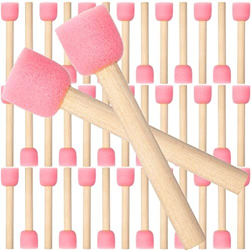 40 Pieces 0.8 inch Round Sponge Foam Brush Set Paint Sponge Brush 0.8inch
