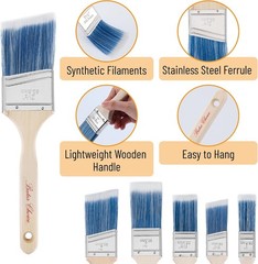 Paint Brushes 6-Pack Angle Brushes in Assorted Sizes for All Latex and Oil Paint