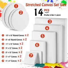 Stretched Canvas Multi-Pack: 4×4, 5×7, 8×10, 9×12, 11×14 & Round 8×8, 10×10