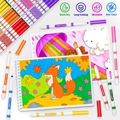 Officygnet 160 Count Washable Markers Bulk, 10 Assorted Colors, Conical Tip w…