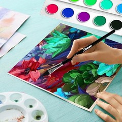 Sdanart Cat Tongue Watercolor Brushes,4 PCS Oval Wash Paint Brushes for Acrylic