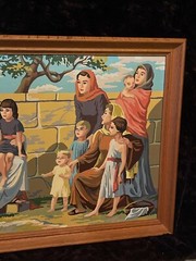1950s Paint by Numbers ” JESUS with the Little Children” framed
