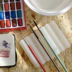 2 Pack White Zigzag Soap Dish Holder For Watercolor Paint Brushes Bathroom