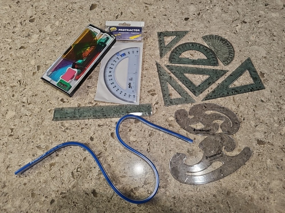 Staedtler Flexible Curve Ruler 24 Inches + French Curves And More Drafting Lot