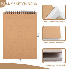 2 Pack Sketch Book, 5.8” x 8.3” Small Sketch Pad,100GSM/68LB Sketchbook for Draw