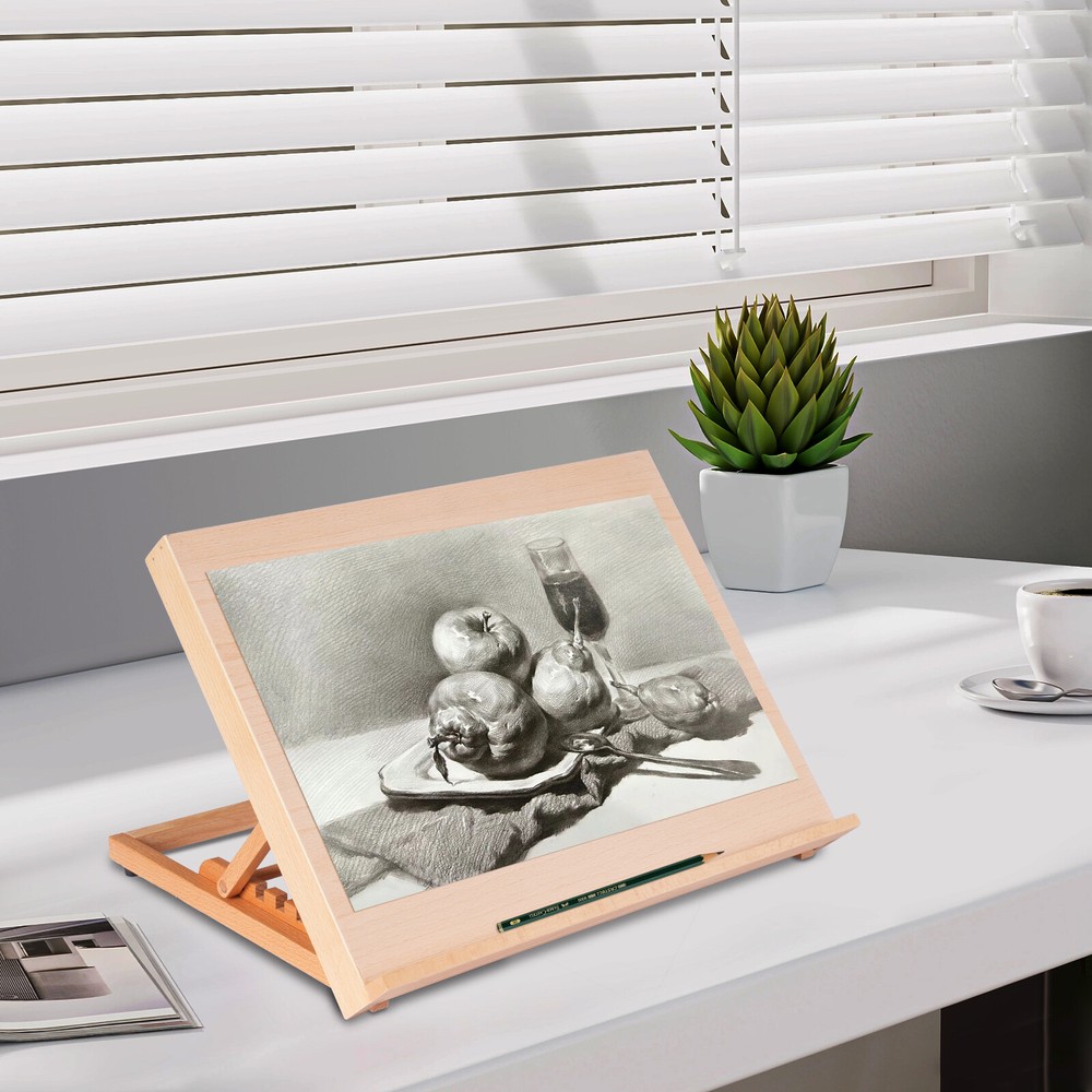 Adjustable Beech Wood Tabletop Painting Board Stand 0–80° Portable Foldable