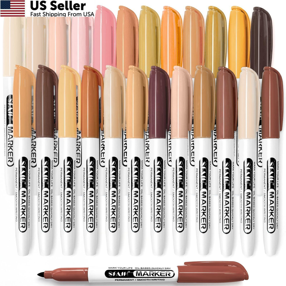 SFAIH 24 Skin Tone Alcohol Markers Fine Tip Portrait Flesh Color Portrait Pen
