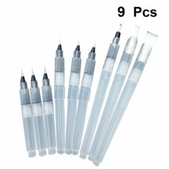 9PCS Water Soluble Pigment pen Soluble Flexible Durable Portalbe Brush Pen for