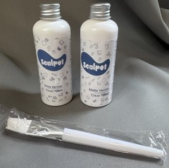 Polymer Clay Varnish Set Gloss Matte Clear 100ml w Brush Sealer Finish