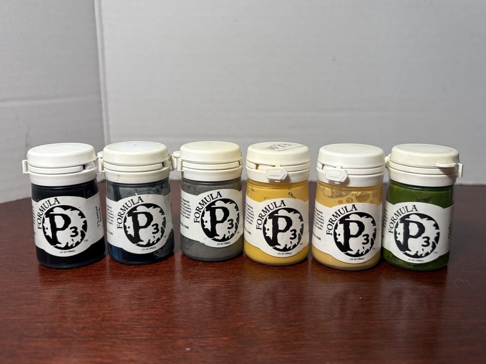 Formula P3 Paint – Grey, Yellow, Olive Green, Black – (Lot of 6) *READ