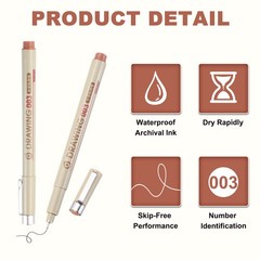 6Pcs 0.15mm Fineliner Ink Pens(Brown)