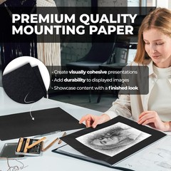 Dunwell 11×17 Art Portfolio Binder with Black Mounting Paper (Black), Large P…