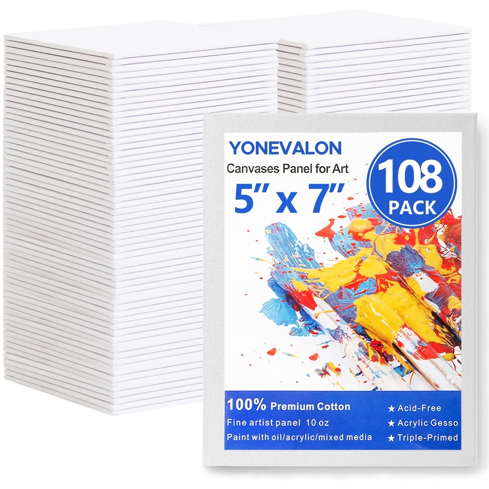 Canvas Boards for Painting 108 Pack Bulk, 5×7 Inch Small Painting Canvases, M
