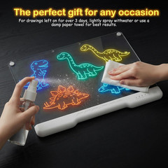 LED Drawing Board for Kids, 17″ Rechargeable Doodle Glow LED Note Board with Col
