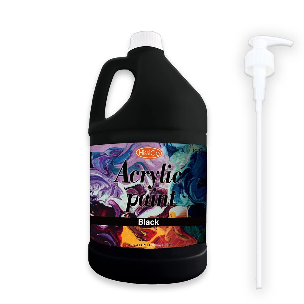 Acrylic Paint Black Color (128 oz/1 Gallon), 128 Fl Oz (Pack of 1),