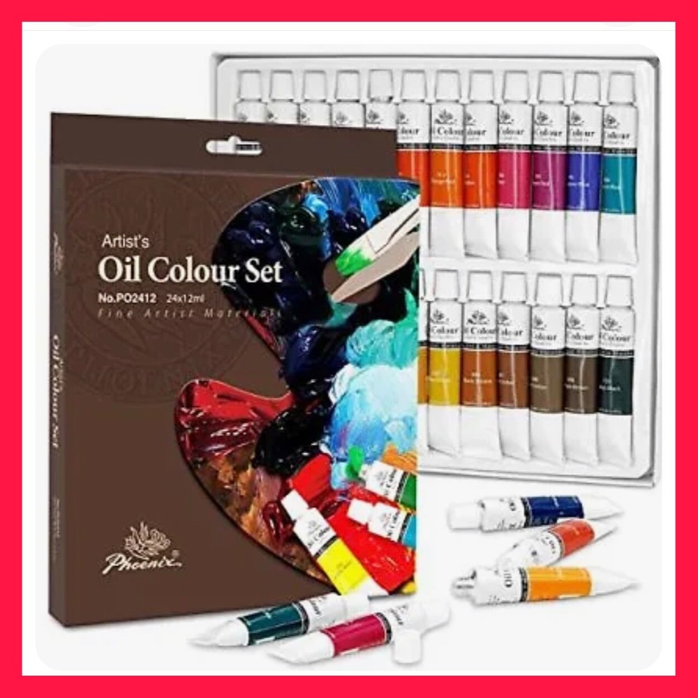PHOENIX Oil Paint Set 24 Color x12ml / 0.4 Fl Oz Tubes Non-Toxic Oil Based New