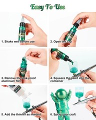 X ARTY HUB Airbrush Paint – 42 Colors with 4.05 Fl Oz Thinner, Iridescent, Ne…