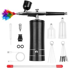 Airbrush Kit, Rechargeable Cordless Airbrush with Compressor, Non-Clogging Hi