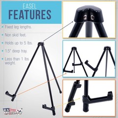 14″ Steel Tabletop Instant Display Easel, Portable Tripod Stand, Pictures, Signs