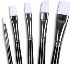 Angelus Paint Brush Set of 5 Round Flat Angular High Quality Artist Brushes