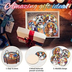 Zythron 8 PCS Dog Diamond Art Coasters Painting 5X5X0.5,
