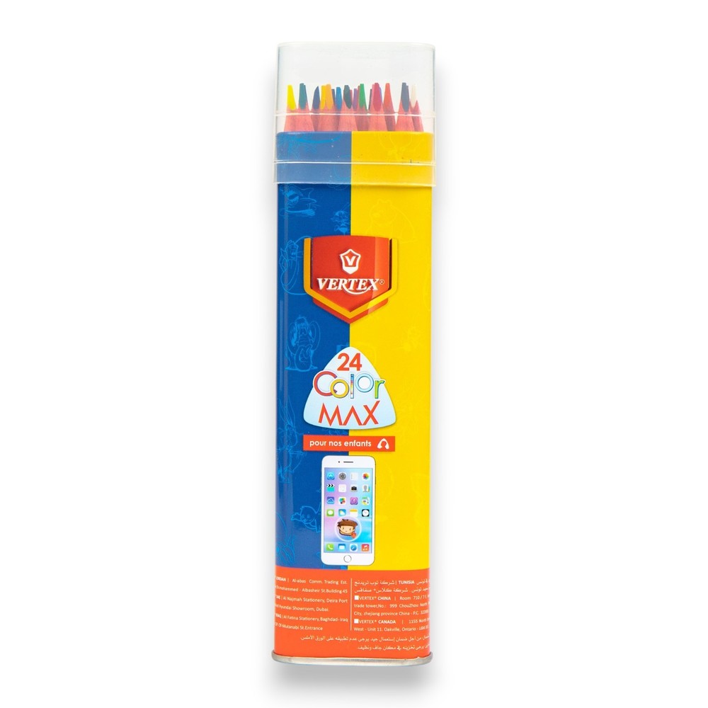Vertex Color MAX 24 Colored Pencils Set Triangular Ergonomic Grip Art Stationery