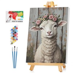 Framed Paint by Numbers Kit for Adults Beginner & Kids Ages 8-12, Lamb Paint by